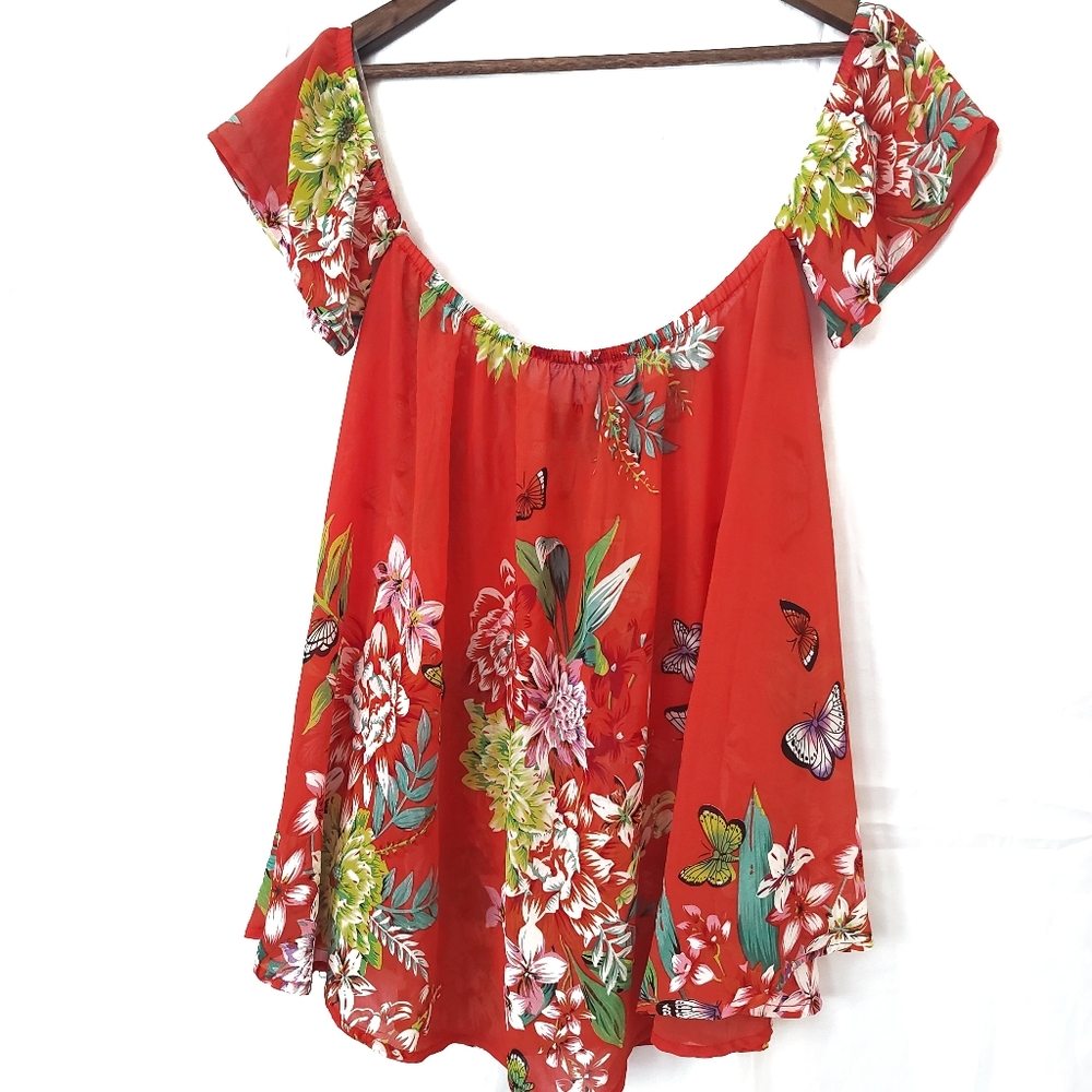 2 for 1 Off shoulder floral tops size large -L